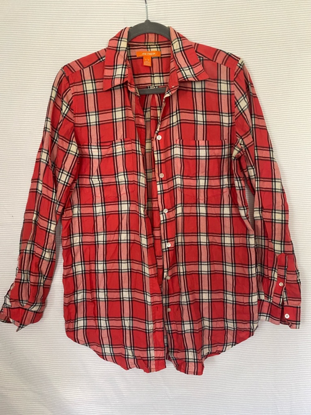 Joe Fresh Orange/Red Plaid Button-Down Shirt